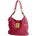 ミュウ ミュウ Miu Miu ロゴ ハンドバッグ ワンショルダー 肩掛け ハンドバッグ レザー ピンク レディース 【中古】