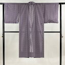 【最終値引き】 道中着 身丈121.5cm 裄丈63cm S 和装コート 大島紬 透かし織 幾何学模様 紫 正絹 逸品 【中古】 msp70