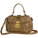 ミュウ ミュウ Miu Miu マテラッセ ハンドバッグ 2WAY ショルダーバッグ ハンドバッグ レザー ブラウン レディース 【中古】
