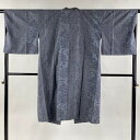 【最終値引き】 道中着 身丈115.5cm 裄丈67cm M 和装コート 着物衿 紬地 幾何学 灰色 正絹 逸品 【中古】 msp70