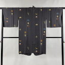 道中着 身丈98cm 裄丈64cm M 和装コート 着物衿 金太郎 縮緬 灰紫 正絹 逸品 【中古】