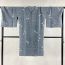 【最終値引き】 道行 身丈106cm 裄丈67.5cm L 和装コート 千代田衿 ウサギ 芝 青灰色 正絹 逸品 【中古】 msp70