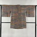 道行 身丈89.5cm 裄丈64cm M 和装コート 角衿 幾何学模様 灰紫 正絹 美品 秀品 【中古】 msp70