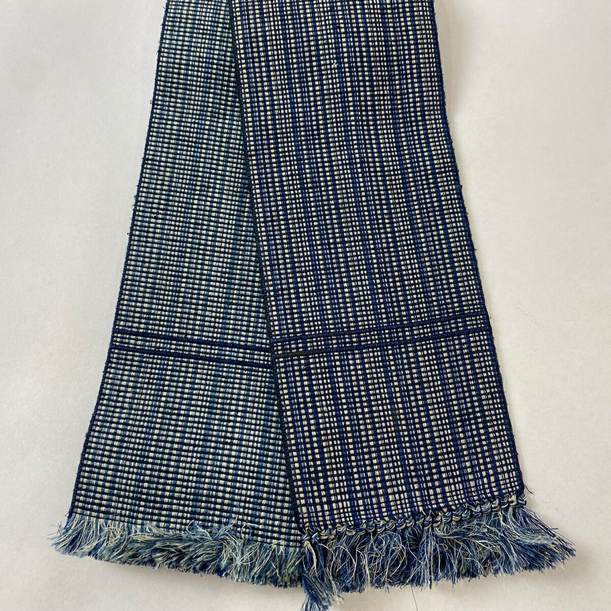 角帯 美品 優品 格子 紺色 正絹 【中古】