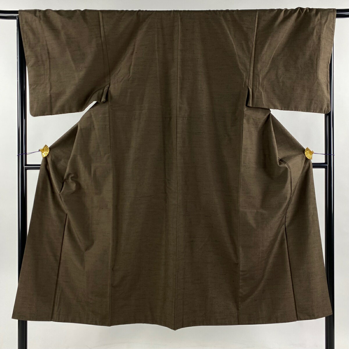 男着物 身丈140cm 裄丈67.5cm S 袷 紬 焦茶色 正絹 美品 優品 【中古】
