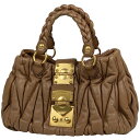 ミュウミュウ MIUMIU ロゴ ハンドバッグ 2WAY ショルダーバッグ マテラッセ ハンドバッグ レザー ブラウン レディース 【中古】