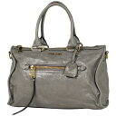 ミュウ ミュウ Miu Miu ロゴ ハンドバッグ 2WAY ショルダーバッグ ハンドバッグ レザー グレー レディース 【中古】