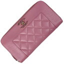 【店内最大70%OFF!1/9 20:00-1/16 1:59迄】 25%OFF シャネル CHANEL ココマーク ラウンドファスナー ウォレット 札入れ 小銭入れ マトラッセ CCマーク 長財布 レザー ピンク レディース 【中古】 msp29perb