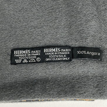 【在庫一掃】 エルメス HERMES デザイン マフラー フリンジ タッセル マフラー アンゴラ シルク グレー オレンジ レディース 【中古】