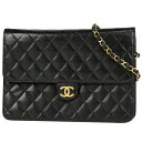 【店内最大70%OFF!1/9 20:00-1/16 1:59迄】 シャネル CHANEL マトラッセ シングルフラップ チェーン ショルダーバッグ ココマーク CCマーク プッシュロック ショルダーバッグ レザー ブラック レディース 【中古】 rkmt