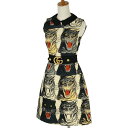 【店内最大70%OFF!5/9 20:00-5/16 1:59迄】 グッチ GUCCI タイガープリント ワンピース ノースリーブ ダブルG GGマーモント スカート ウール ナイロン ブラック レッド レディース 【中古】 rkmt