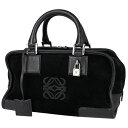 【店内最大70%OFF!5/9 20:00-5/16 1:59迄】 20%OFF ロエベ LOEWE アマソナ 28 手提げ ロゴ アナグラム ハンドバッグ スエード ブラック レディース 【中古】 msp29perb