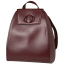 【店内最大70%OFF!5/9 20:00-5/16 1:59迄】 10%OFF カルティエ CARTIER マストライン リュックサック デイパック バックパック リュック レザー ボルドー レディース 【中古】 msp29perb