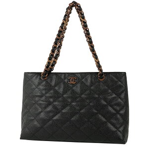 シャネル CHANEL ココマーク ウッド調 プラチェーン トートバッグ CC ショルダーバッグ トートバッグ キャビアスキン ブラック レディース 通販セール