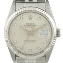 【店内最大70%OFF!5/9 20:00-5/16 1:59迄】 1%OFF ロレックス ROLEX デイトジャスト 10P ダイヤモンド 16234G 腕時計 SS WG 自動巻き シルバー メンズ 【中古】 msp29perb