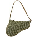 【店内最大70%OFF!5/9 20:00-5/16 1:59迄】 5%OFF クリスチャンディオール Christian Dior トロッター サドルバッグ ワンショルダー 肩掛け 手提げ ハンドバッグ キャンバス グリーン MC0071 レディース 【中古】 msp29perb