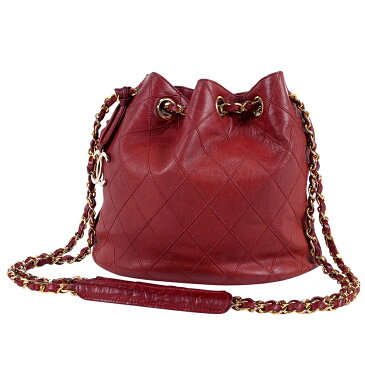 シャネル CHANEL ビコローレ チェーン ショルダーバッグ ココマーク CCマーク 巾着型 ショルダーバッグ レザー レッド レディース 【中古】