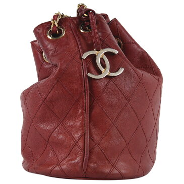 シャネル CHANEL ビコローレ チェーン ショルダーバッグ ココマーク CCマーク 巾着型 ショルダーバッグ レザー レッド レディース 【中古】