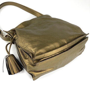 ロエベ LOEWE フラメンコ 30 2WAY 巾着 タッセル フリンジ アナグラム ショルダーバッグ レザー ブロンズ レディース 【中古】