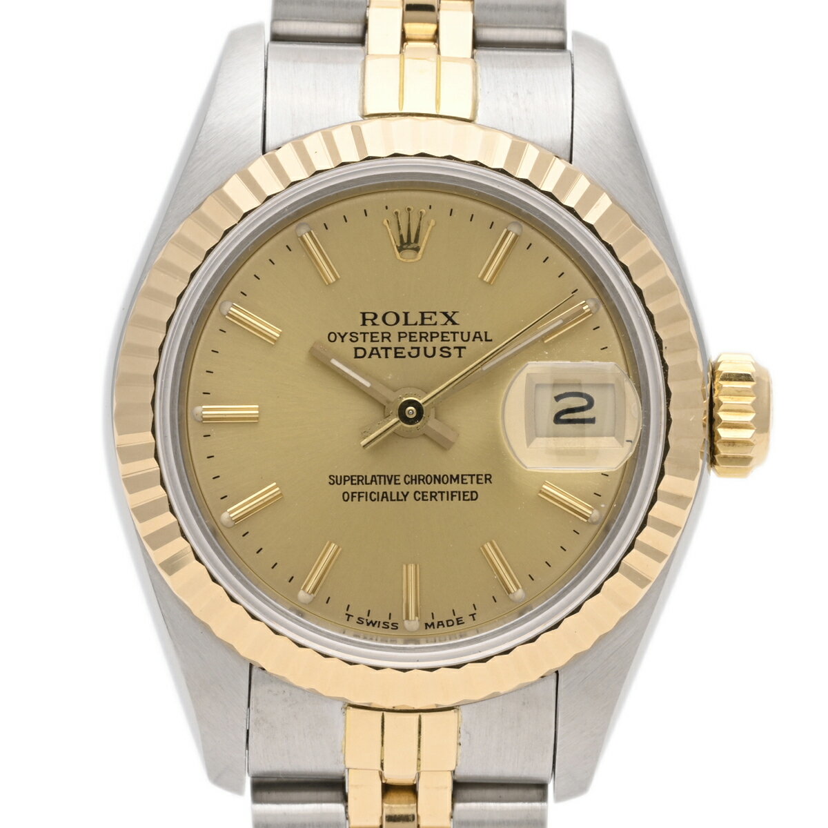 ロレックス ROLEX デイトジャスト クロノメーター 69173 腕時計 SS YG 自動巻き シャンパンゴールド レディース 【中古】 その1