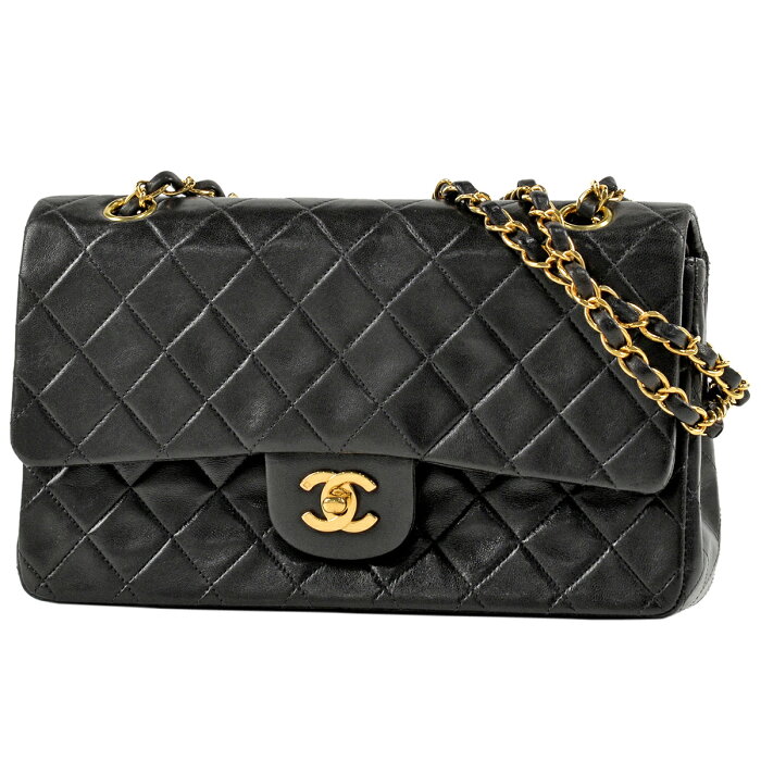 【ポイント10倍】シャネル CHANEL マトラッセ Wフラップ チェーン ショルダーバッグ ココマーク CC ハンドバッグ ショルダーバッグ レザー ブラック レディース 【中古】