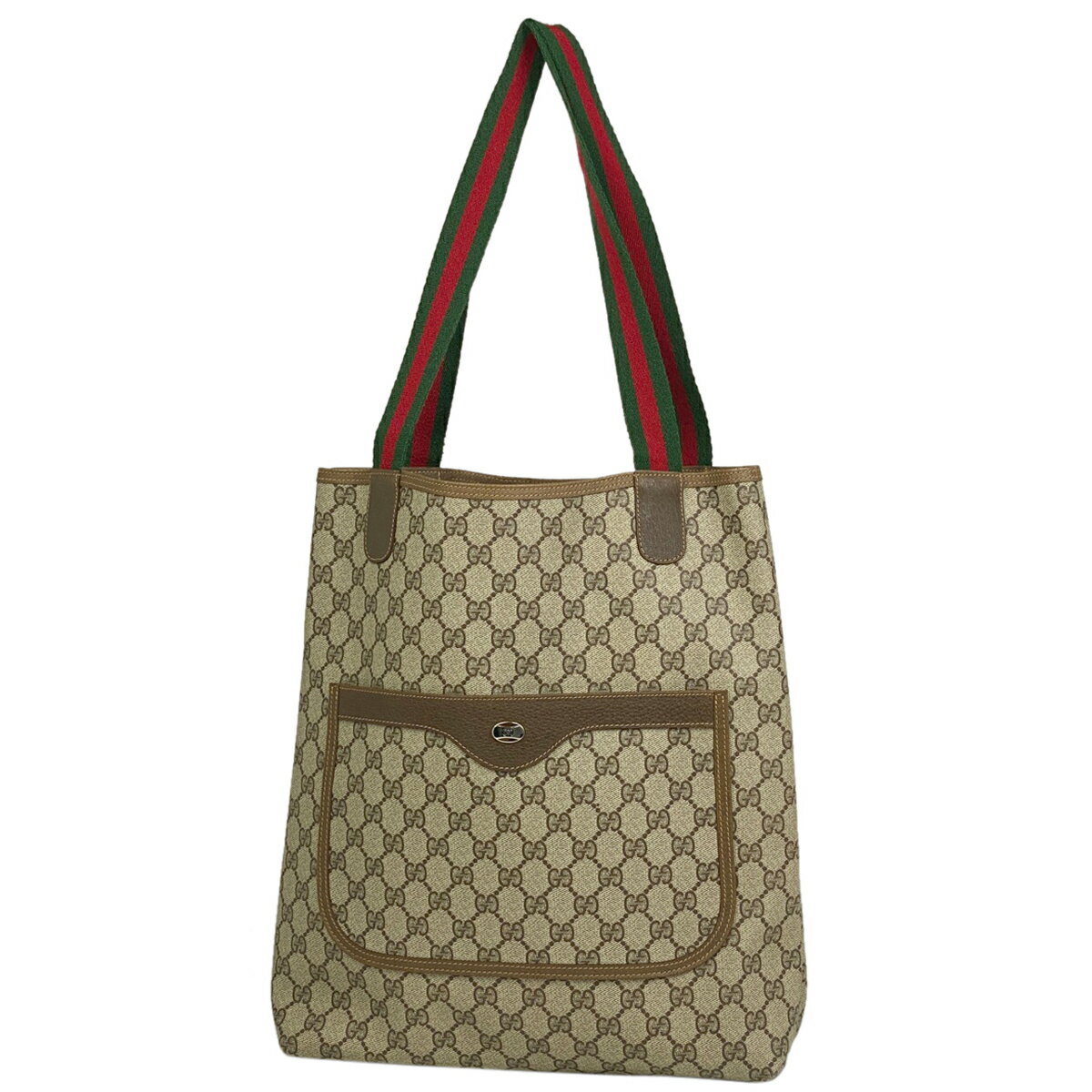 50%OFF グッチ GUCCI GG柄 トートバッグ オールドグッチ シェリーライン ウェブ ショルダーバッグ 4002003 トートバッグ コーティングキャンバス ブラウン グリーン レッド レディース 【中古】 msp59perb