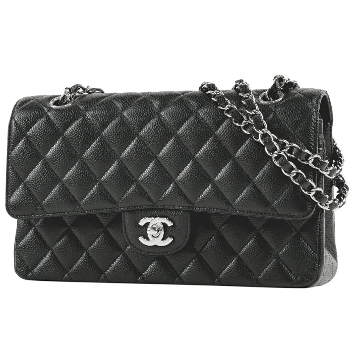 【ポイント10倍】シャネル CHANEL マトラッセ Wフラップ チェーン ショルダーバッグ ココマーク CC ハンドバッグ ショルダーバッグ キャビアスキン ブラック レディース 【中古】