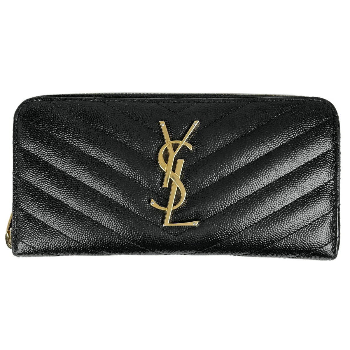 【ポイント10倍】サンローラン SAINT LAURENT ロゴ ラウンドファスナー 長財布 札入れ 小銭入れ ラウンドジップ 長財布 レザー ブラック 358094 レディース 【中古】