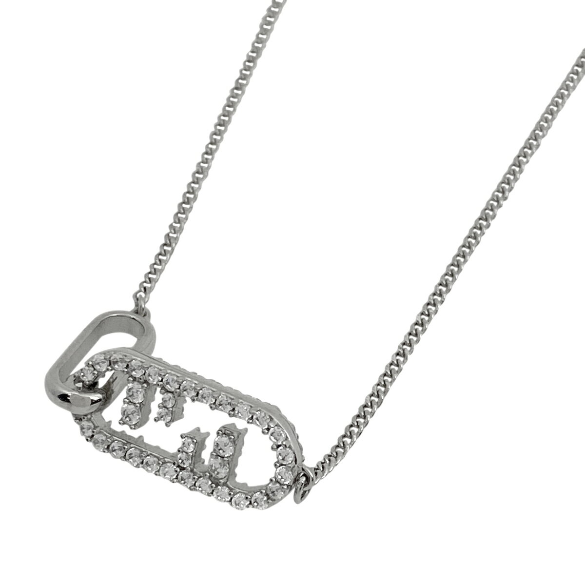 フェンディ FENDI ラインストーン ネックレス オーロック ネックレス シルバーメッキ ラインストーン シルバー レディース 【中古】のサムネイル