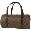 ルイ・ヴィトン Louis Vuitton パピヨン 26 バレルバッグ 筒型 ハンドバッグ ダミエ ブラウン N51304 レディース 【中古】