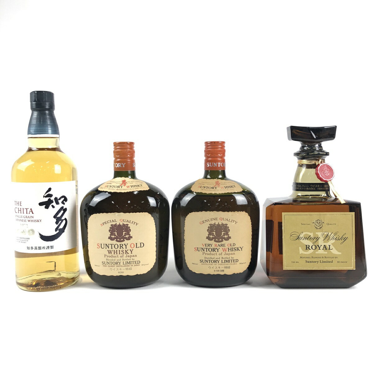 【東京都内限定発送】 4本 サントリー SUNTORY 知多 シングルグレーン オールド ベリーレアオールド ローヤル SRラベル 国産 ウイスキー セット 【中古】