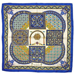 【ラッピング対象】 エルメス HERMES カレ 90 CIELS BYZANTINS ビザンチンの空 鳥 スカーフ シルク ブルー マルチカラー レディース バーゲン