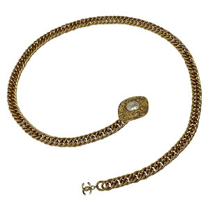 【ラッピング対象】 シャネル CHANEL ココマーク チェーン ベルト CCマーク ひし形 ベルト GP フェイクパール ゴールド レディース 通販セール