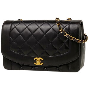 シャネル CHANEL ダイアナ マトラッセ シングルフラップ チェーン ショルダーバッグ ココマーク CC ショルダーバッグ レザー ブラック レディース 安売り