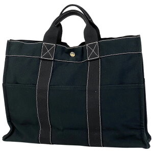 エルメス HERMES ドーヴィル MM ハンドバッグ 通勤 通学 トートバッグ キャンバス ブラック レディース バーゲン