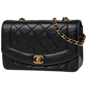 シャネル CHANEL ダイアナ マトラッセ シングルフラップ チェーン ショルダーバッグ ココマーク CC ショルダーバッグ レザー ブラック レディース 通販セール
