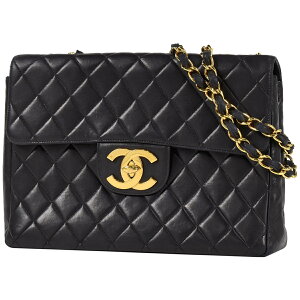 シャネル CHANEL デカ マトラッセ シングルフラップ チェーン ショルダーバッグ ココマーク CC Wチェーン レザー ブラック レディース ネット予約