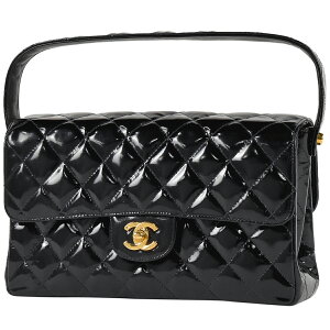 シャネル CHANEL ココマーク ハンドバッグ ダブルフェイス CC マトラッセ エナメル パテントレザー ブラック レディース 通販