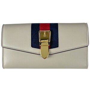 【ラッピング対象】 グッチ GUCCI シルヴィ コンチネンタル 長財布 札入れ 小銭入れ シェリーライン ウェブ 長財布 レザー ホワイト 476084 レディース 通販