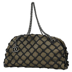 シャネル CHANEL マドモアゼル チェーン ショルダーバッグ ココマーク CC ボーリングバッグ マトラッセ ネット トートバッグ レザー ブラウン レディース 格安セール