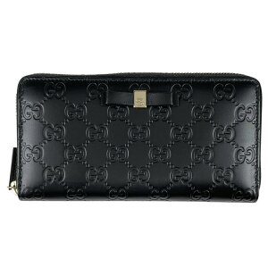 【ラッピング対象】グッチ GUCCI グッチシマ ラウンドファスナー 長財布 札入れ 小銭入れ シグネチャー リボン GG柄 長財布 シマレザー ブラック 388680 レディース 格安セール