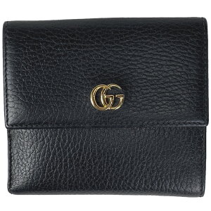 【ラッピング対象】グッチ GUCCI GGマーモント 二つ折り 財布 札入れ 小銭入れ ダブルG 二つ折り財布 レザー ブラック 456122 レディース ネット通販