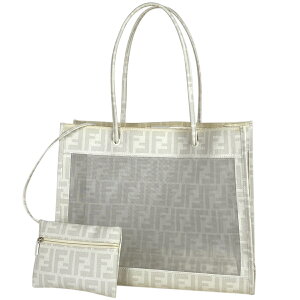 フェンディ FENDI ズッカ柄 トートバッグ メッシュ ショルダーバッグ ポーチ付き トートバッグ PVC ホワイト 8BH183 レディース 通販