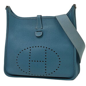 エルメス HERMES エブリン 1 PM Hロゴ パンチング ショルダーバッグ トリヨンクレマンス ブルージーン □H レディース バーゲン