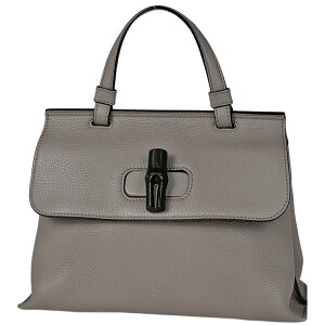 グッチ GUCCI バンブー デイリー トップハンドルバッグ 斜め掛け ショルダーバッグ 2WAY ハンドバッグ レザー グレー 370831 レディース キャンペーン