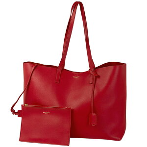 サンローラン SAINT LAURENT ショッピング トートバッグ ロゴ ショルダー 肩掛け トートバッグ レザー レッド 394195 レディース 通販