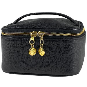 シャネル CHANEL ココマーク バニティバッグ コスメ メイク 小物入れ CCマーク ハンドバッグ キャビアスキン ブラック レディース ネット通販