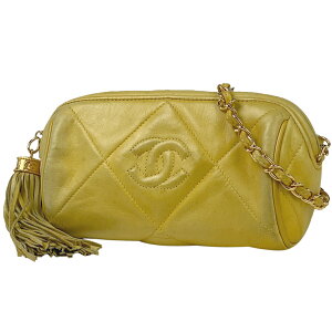 シャネル CHANEL ココマーク フリンジ チェーン ショルダーバッグ CC タッセル ミニ ショルダーバッグ レザー イエロー レディース ネット通販