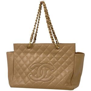 シャネル CHANEL ココマーク チェーン トートバッグ ショルダーバッグ CC マトラッセ トートバッグ キャビアスキン ベージュ レディース ネット予約