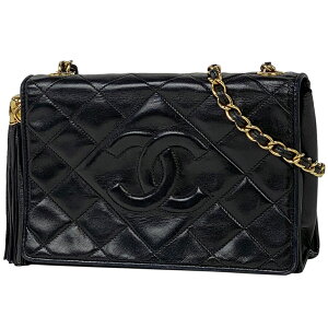 シャネル CHANEL ココマーク フリンジ チェーン ショルダーバッグ 斜め掛け CCマーク タッセル マトラッセ ショルダーバッグ レザー ブラック レディース 安売り